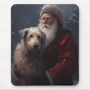 Tapis De Souris Wolfhound avec Noël Festif du Père Noël