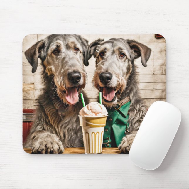 Tapis De Souris Wolfhounds irlandais Avec Soda À La Crème De Glace (Avec souris)