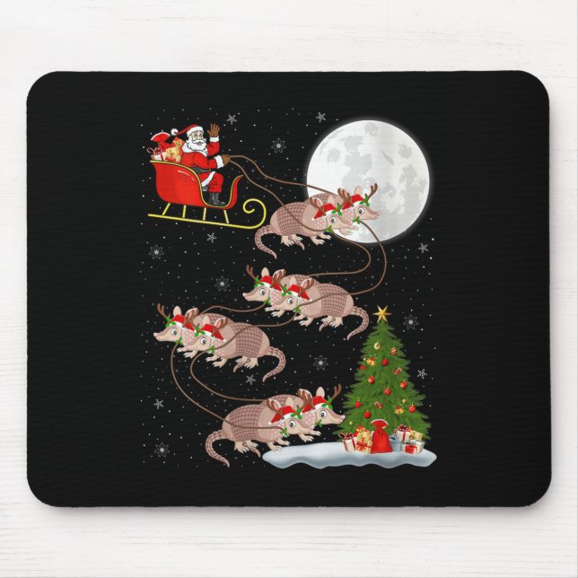 Tapis De Souris Womens Armadillo Santa Sleigh Flying Funny Magical (Devant)