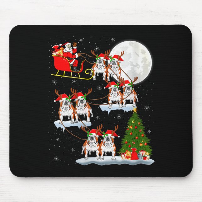 Tapis De Souris Womens English Bulldog Santa Sleigh Flying Funny M (Devant)