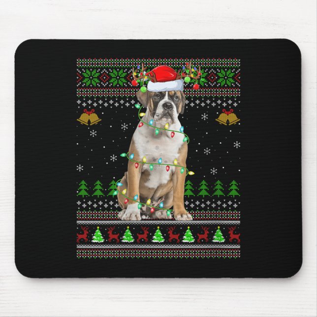 Tapis De Souris Womens English Bulldog Ugly Christmas Sweaters Hol (Devant)
