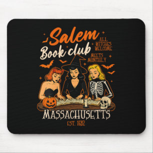 Tapis De Souris Womens Halloween Livre Lecture Sorcière Salem Livr