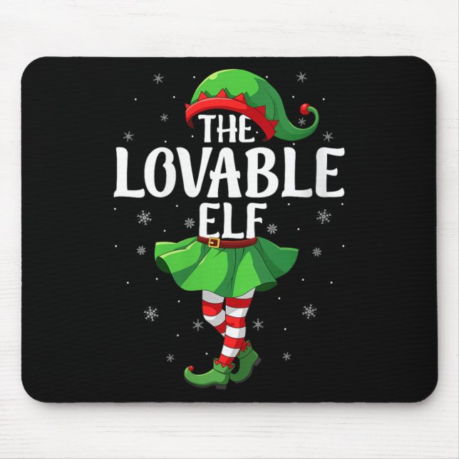 Tapis De Souris Womens Lovable Elf Christmas Girls Women Elf Squad (Devant)