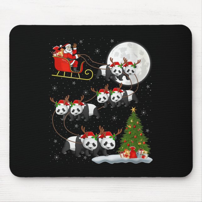 Tapis De Souris Womens Panda Santa Sleigh Flying Funny Magical Chr (Devant)