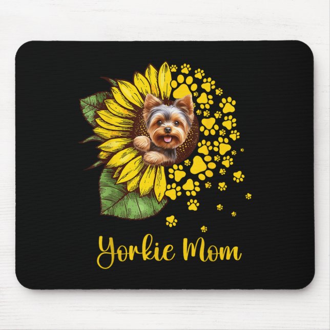 Tapis De Souris Womens Sunflower Yorkie Mom Dog Lover  (Devant)