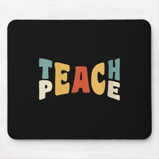 Tapis De Souris Womens Teach Peace Retro Teacher Motivational Educ (Devant)