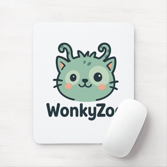 Tapis De Souris Wonky Zoo Chat Mousepad | Accessoire de bureau amu (Avec souris)