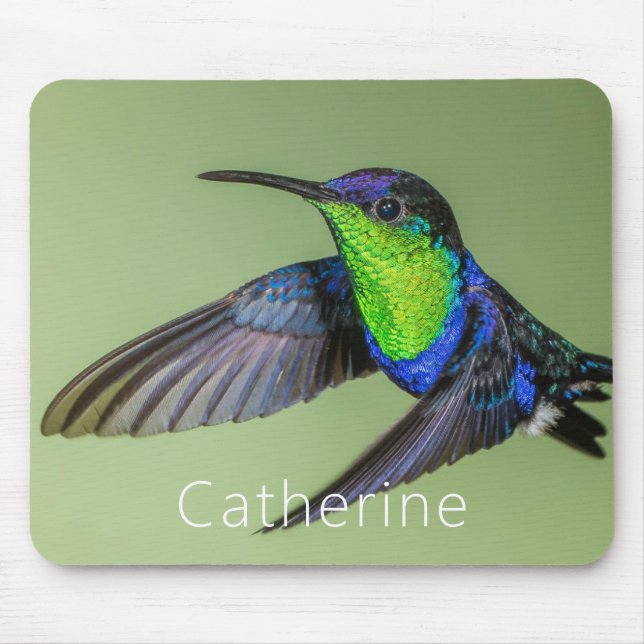 Tapis De Souris Woodnymphe Hummingbird in Flight Nom personnalisé (Devant)