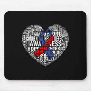 Tapis De Souris Word Art Heart Rouge & Blue Ribbon Sensibilisa