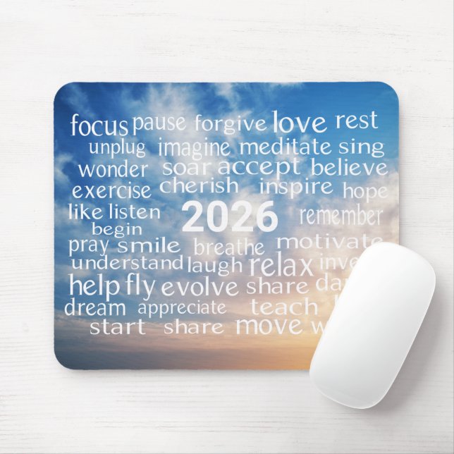 Tapis De Souris Word Cloud 2026 Sur Sky (Avec souris)