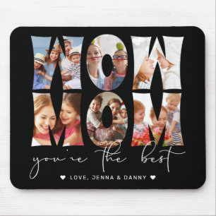 Tapis De Souris Wow Mom Citation Modern Black 6 Photo Collage