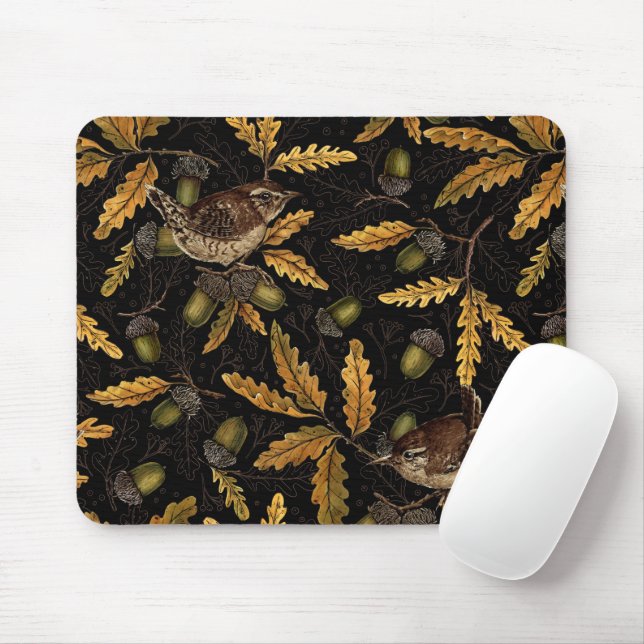 Tapis De Souris Wrens et cors sur noir (Avec souris)