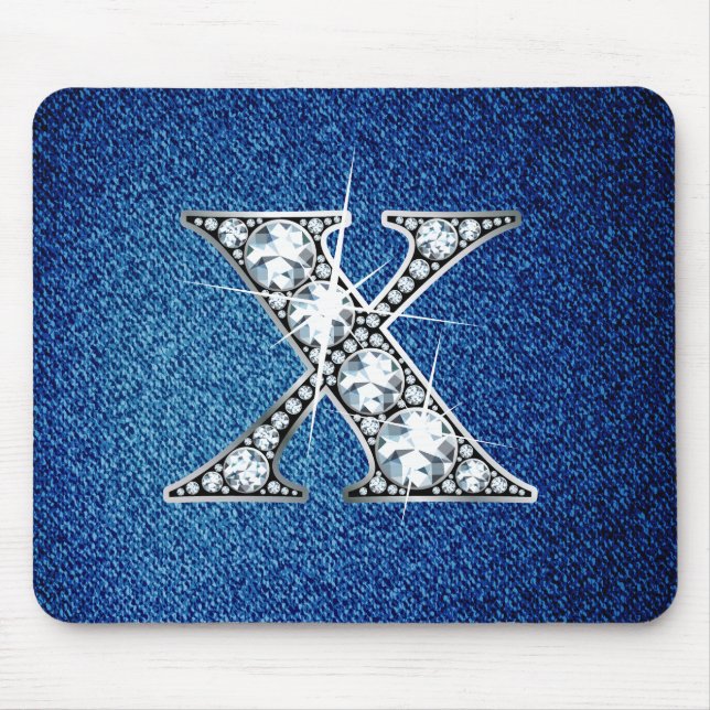 Tapis De Souris X Faux-"Diamond Bling" sur Denim Mousepad (Devant)