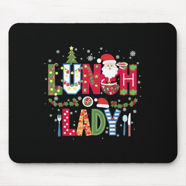 Tapis De Souris Xmas Cafeteria Worker Christmas School Lunch Lady  (Devant)
