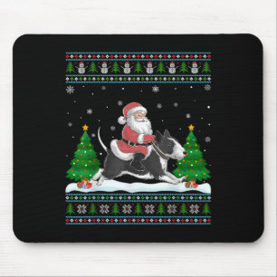 Tapis De Souris Xmas hideux Père Noël Riding Rat Terrier Chien Chr