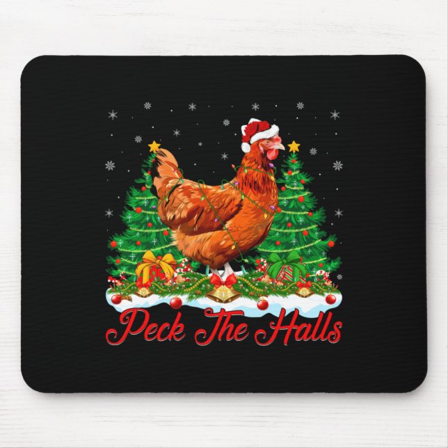 Tapis De Souris Xmas Lighting Santa Hat Chicken Christmas Tree  (Devant)