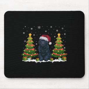 Tapis De Souris Xmas Tree Light Chien de Terre-Neuve Santa Hat Noë
