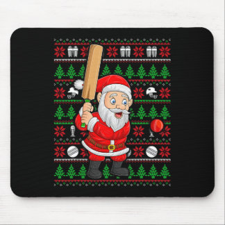 Tapis De Souris Xmas Ugly Sweater Style Santa Playing Cricket Chri