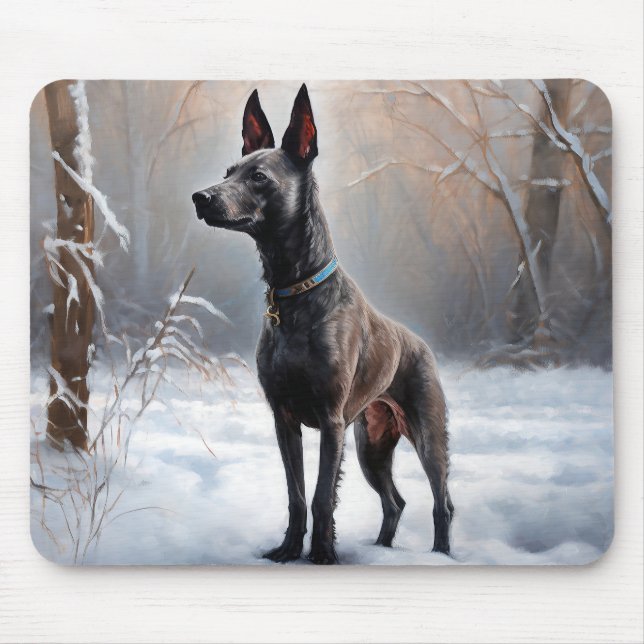 Tapis De Souris Xoloitzcuintli Qu'il neige Noël (Devant)