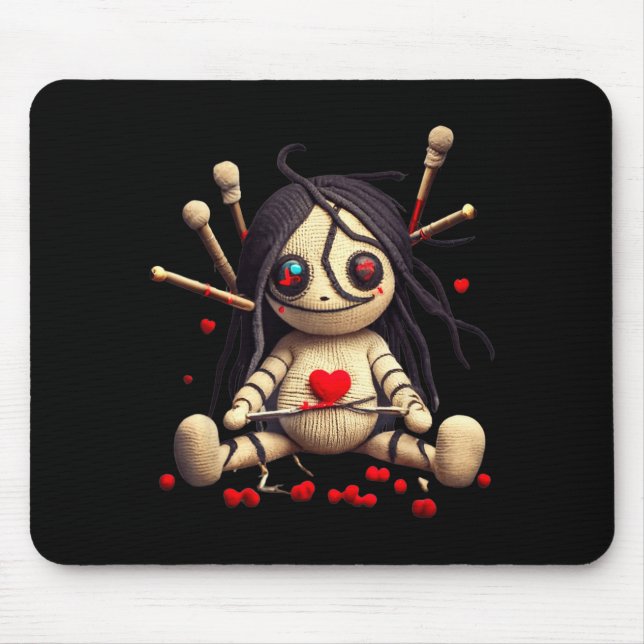 Tapis De Souris Y Cute Sitting Voodoo Doll Halloween Valentine Day (Devant)