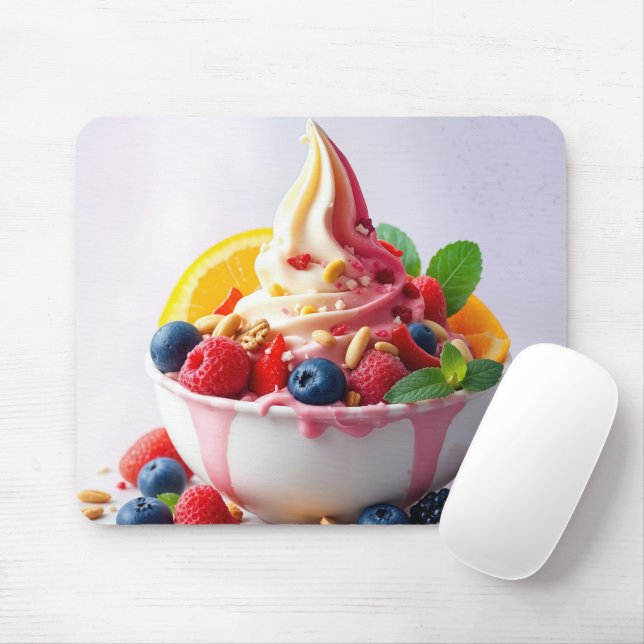 Tapis De Souris Yaourt glacé avec fruits et noix (Avec souris)