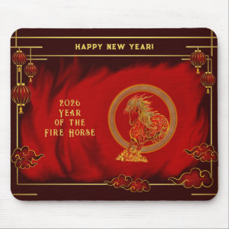 Tapis De Souris Year of the Fire Horse , Happy Lunar New Year