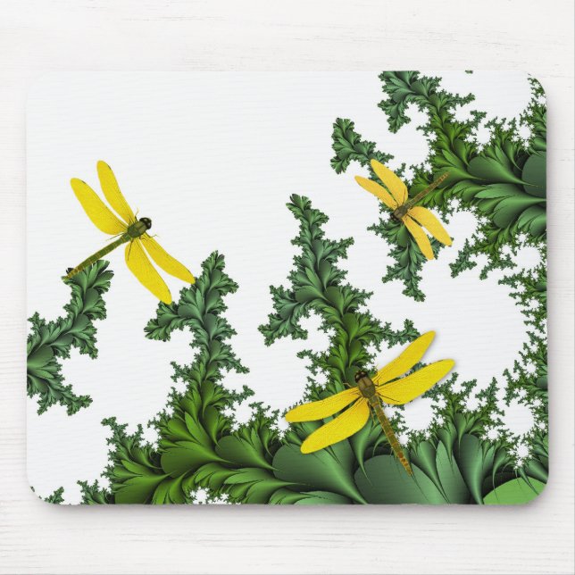 Tapis De Souris Yellow Dragonflies Mousepad (Devant)
