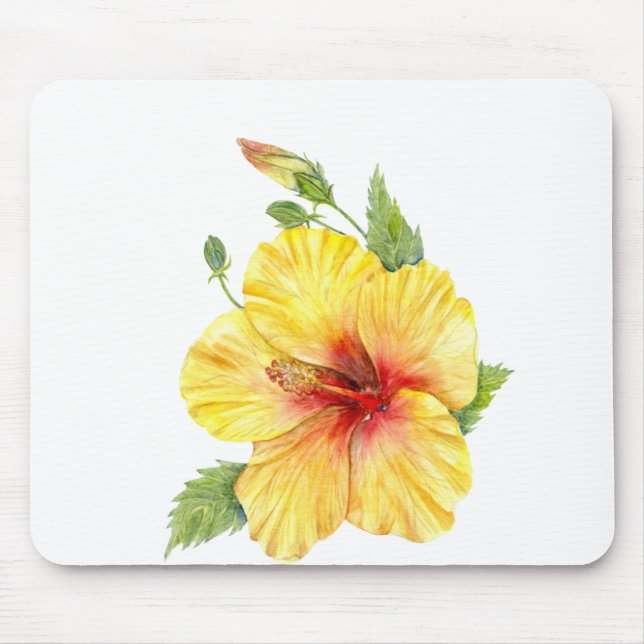 Tapis De Souris Yellow Hibiscus Botanical (Devant)