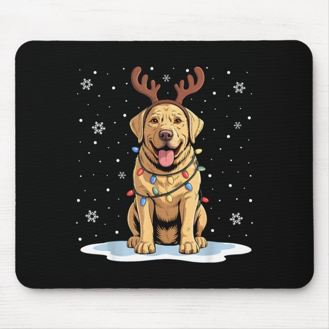 Tapis De Souris Yellow Lab Labrador Christmas Reindeer Dog Lover X (Devant)