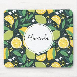 Tapis De Souris Yellow Lemon and Green Lime Fruit Food Pattern