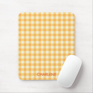 Tapis De Souris Yellow Orange Ish Preppy En vichy Plaid
