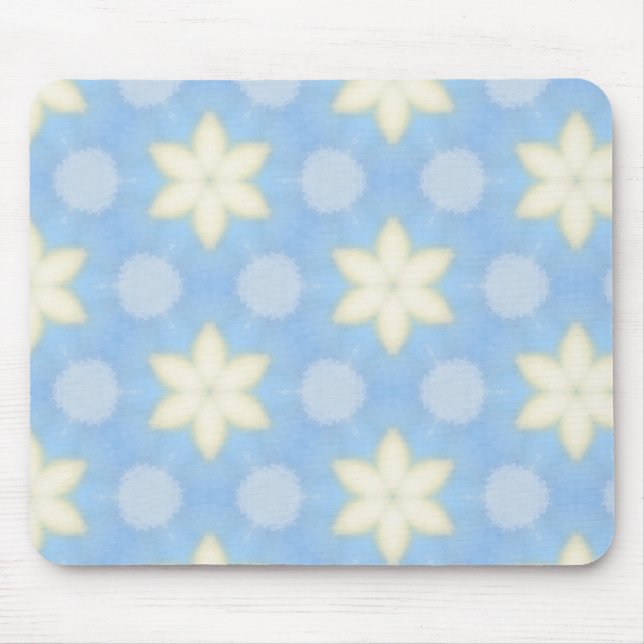 Tapis De Souris Yellow stars on blue geometric pattern mousepad (Devant)