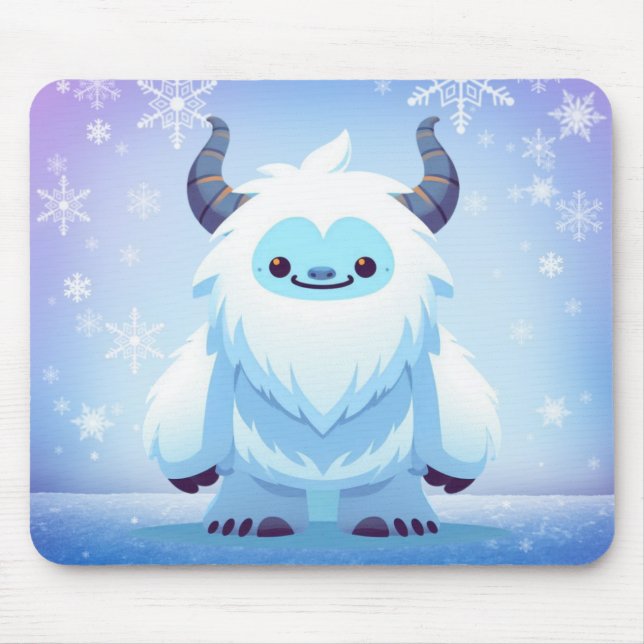 Tapis De Souris Yéti de Noël/hiver mignon (Devant)