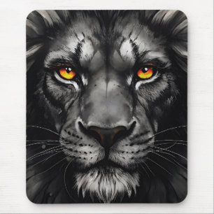 Tapis De Souris Yeux d'Enfer Portrait du Roi Lion Noir