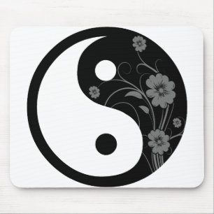 Tapis De Souris Yin floral noir Yang