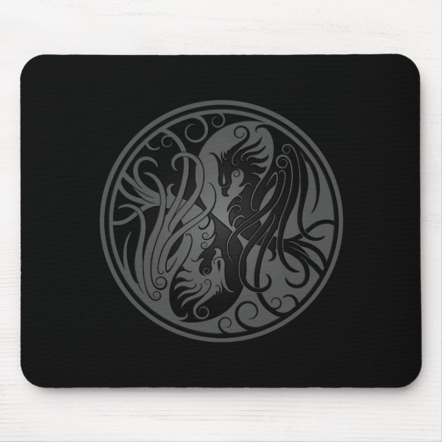 Tapis De Souris Yin gris et noir Yang Phoenix (Devant)