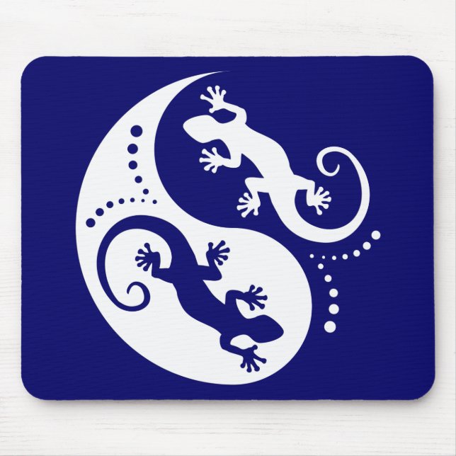 Tapis De Souris YIN & YANG Geckos white + votre arrière - plan & i (Devant)