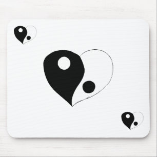Tapis De Souris Yin Yang Heart (B/W)