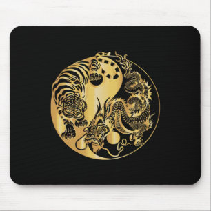 Tapis De Souris Yin Yang Tigre Dragon Or