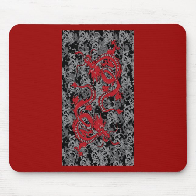 Tapis De Souris Ying Yang Red Dragons (Devant)