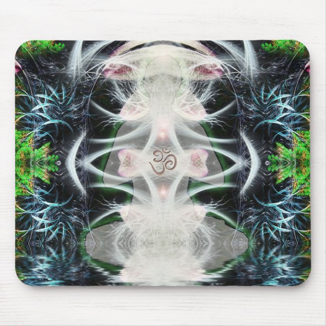 Tapis De Souris Yoga Aum Fractal Art Mousepad (Devant)