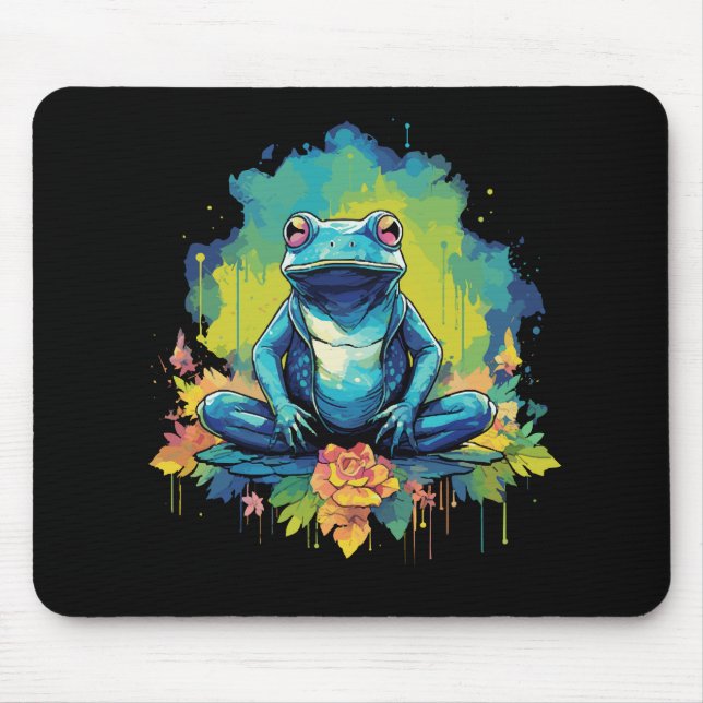 Tapis De Souris Yoga Frog Aquarelle (Devant)