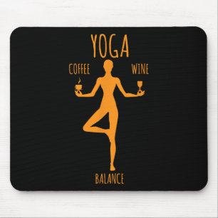 Tapis De Souris Yoga Lance Café Et Vin Amateur De Yoga Cadeau Amus