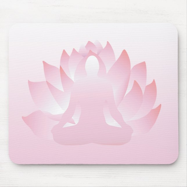 Tapis De Souris Yoga Lotus Pose Fleur Rose Namaste Mousepad (Devant)