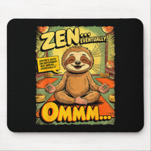 Tapis De Souris Yoga Paresseux Vintage Drôle Rétro Bande Dessinée 