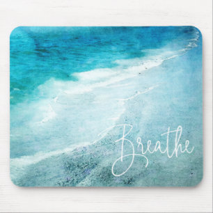 Tapis De Souris Yoga quota Breathe Beach Teal Blue Ocean
