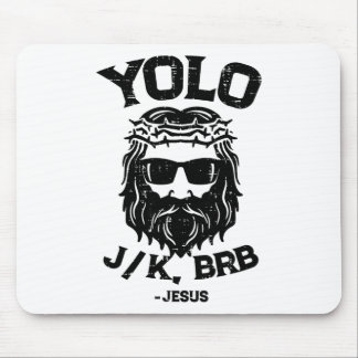 Tapis De Souris Yolo Jk Brb Jésus Drôle de jour de Pâques Résurrec