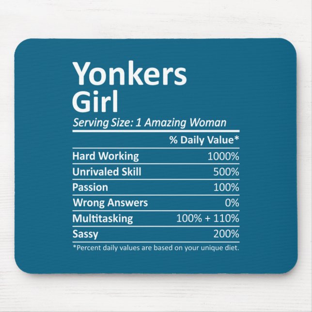 Tapis De Souris Yonkers Girl Ny New York State Funny City Home Roo (Devant)
