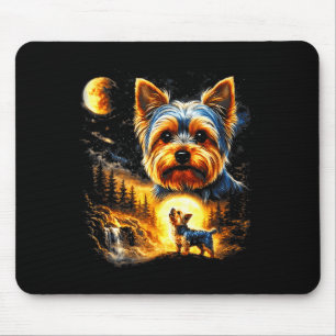 Tapis De Souris Yorkie hurle à la lune vintage 90s drôle de chien