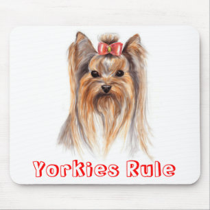 Tapis De Souris Yorkies règnent sur la peinture de chiots Yorkshir